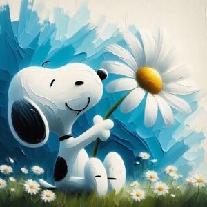 Handmade Coaster: Petals and Snoopy Vibes